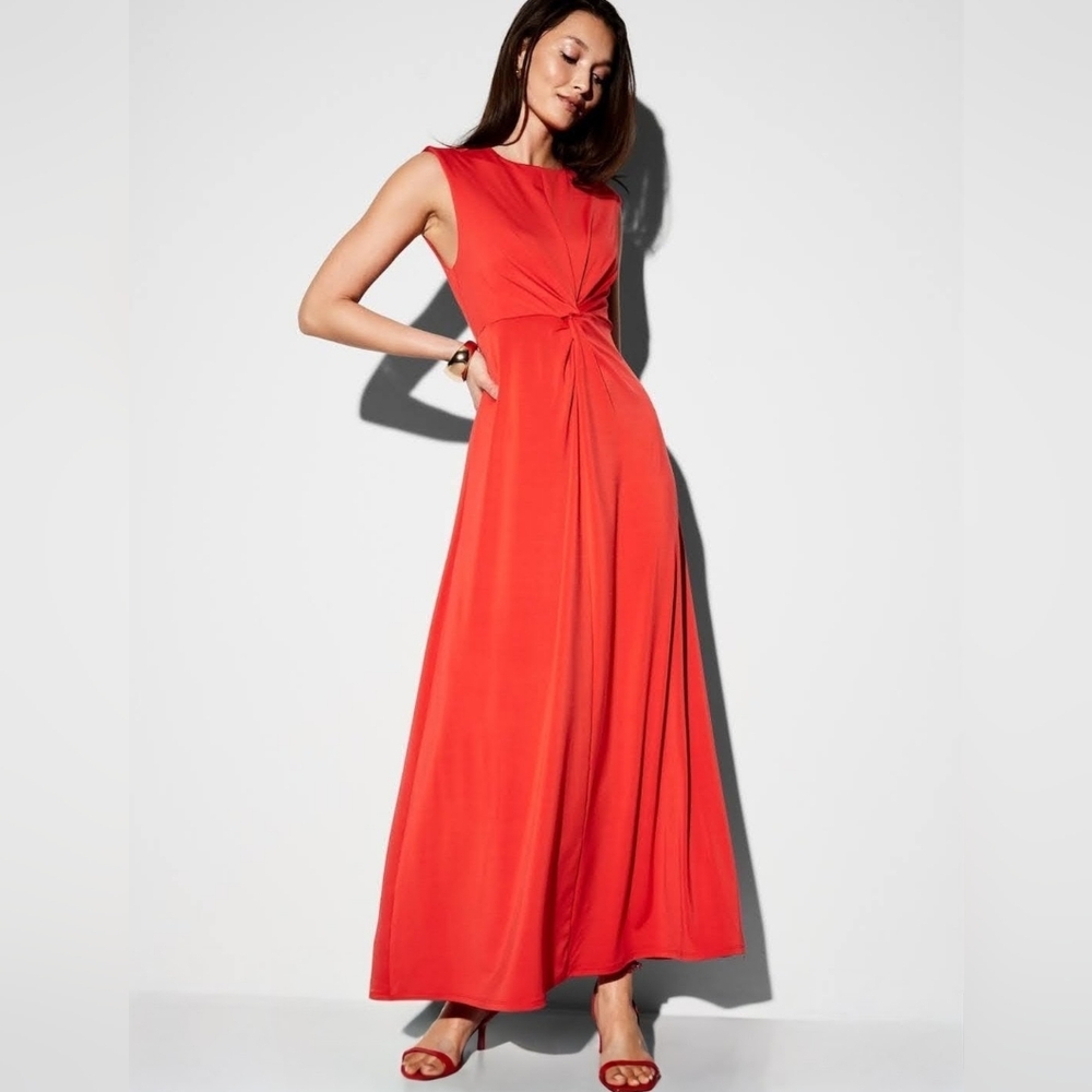NWT The Occasion by Old Navy Twist Front Maxi Dress XL Coral Red Formal